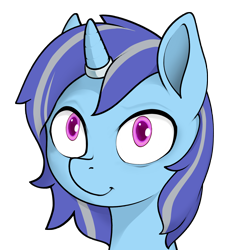 Size: 4000x4000 | Tagged: safe, alternate version, artist:darkdoomer, oc, oc only, oc:sapphire soulfire, unicorn, blue coat, commission, commissioner:sapphie, cute, female, gray mane, horn, horn ring, mare, older, pink eyes, shrunken pupils, simple background, smiling, solo, this will end in necromancy, transparent background, two toned mane