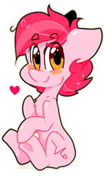 Size: 2104x3504 | Tagged: safe, artist:cookietasticx3, derpibooru import, oc, oc only, earth pony, pony, blush sticker, blushing, earth pony oc, heart, high res, simple background, sitting, smiling, solo, transparent background