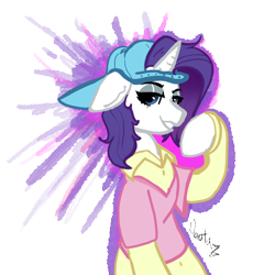 Size: 1000x1000 | Tagged: safe, artist:nootaz, derpibooru import, rarity, friendship university, alternate hairstyle, disguise, plainity