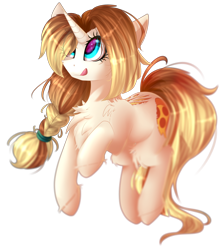 Size: 2300x2608 | Tagged: safe, artist:mediasmile666, derpibooru import, oc, oc only, pony, unicorn, blurry, braid, chest fluff, cutie mark, eye clipping through hair, eye reflection, female, fluffy, food, gift art, hairband, looking up, mare, pizza, ponytail, reflection, simple background, solo, tongue, tongue out, transparent background