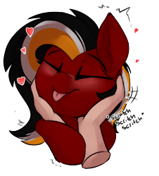 Size: 2226x2457 | Tagged: safe, artist:beardie, derpibooru import, oc, oc only, oc:margon, beardies scritching ponies, blushing, chin scratch, disembodied hand, hand, petting, simple background, solo, tongue, tongue out, transparent background