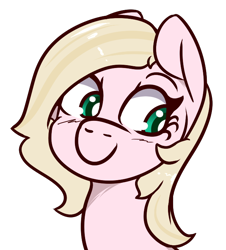 Size: 624x691 | Tagged: safe, artist:lazerblues, derpibooru import, oc, oc only, oc:connie amore, earth pony, pony, blonde, blonde mane, green eyes, looking away, simple background, solo, transparent background