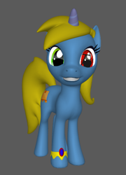 Size: 711x986 | Tagged: safe, derpibooru import, oc, oc only, oc:palletmover, pony, unicorn, pony creator, 3d, female, heterochromia, mare, solo