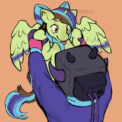 Size: 680x680 | Tagged: safe, derpibooru import, oc, oc:epsi, oc:ethanpower, alicorn, pony, robot, cute, ethanepsc4, father and child, father and daughter, female, holymolyquaccimole, lift, male, mare, parent and child, protogen