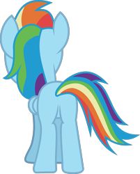 Size: 4563x5688 | Tagged: safe, artist:lincolnbrewsterfan, derpibooru exclusive, derpibooru import, rainbow dash, pegasus, pony, daring doubt, .svg available, butt, featureless crotch, female, folded wings, looking forward, mare, plot, rainbutt dash, rear view, simple background, solo, standing, svg, transparent background, vector, wings