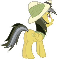 Size: 3829x3946 | Tagged: safe, artist:lincolnbrewsterfan, derpibooru exclusive, derpibooru import, daring do, pegasus, pony, daring doubt, .svg available, butt, concerned, daring donk, female, folded wings, hat, looking up, mare, plot, rear view, simple background, solo, standing, svg, transparent background, vector, wings