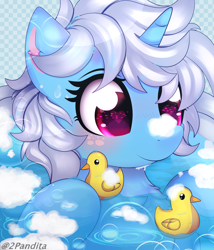 Size: 1500x1750 | Tagged: safe, artist:2pandita, derpibooru import, oc, pony, unicorn, female, heart eyes, mare, rubber duck, solo, wingding eyes