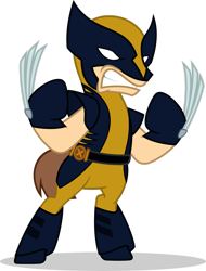 Size: 1280x1680 | Tagged: safe, artist:mlp-trailgrazer, derpibooru import, oc, oc:applewolf, clothes, cosplay, costume, simple background, solo, transparent background, wolverine