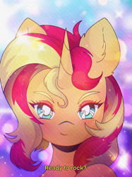 Size: 1280x1708 | Tagged: safe, artist:deathpatty, derpibooru import, sunset shimmer, pony, unicorn, 90s anime, bust, female, looking at you, mare, portrait, smiling, smiling at you, smug, smugset shimmer, solo
