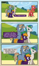 Size: 1920x3169 | Tagged: safe, artist:alexdti, derpibooru import, big macintosh, oc, oc:ale, oc:marco, oc:umberto, pegasus, pony, unicorn, comic:quest for friendship, female, male, mare, stallion