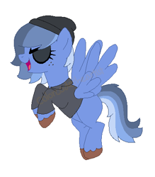 Size: 411x469 | Tagged: safe, artist:colorcodetheartist, artist:selenaede, derpibooru exclusive, derpibooru import, oc, oc:silver lining, pegasus, base used, beanie, blank flank, clothes, crossover ship offspring, eyeshadow, female, freckles, hat, jacket, leather jacket, makeup, offspring, osomatsu-san, parent:karamatsu matsuno, parent:rainbow dash, parents:karadash, simple background, solo, unshorn fetlocks, watermark, white background