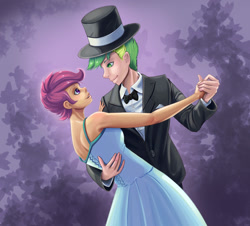 Size: 1883x1700 | Tagged: safe, artist:scs-g3-n17, derpibooru import, scootaloo, spike, human, clothes, dress, female, humanized, male, marriage, scootaspike, shipping, straight, wedding, wedding dress
