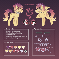 Size: 3500x3500 | Tagged: safe, artist:kikirdcz, derpibooru import, oc, oc:sunrise skies, pegasus, pony, female, mare, reference sheet, solo