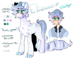 Size: 1243x996 | Tagged: safe, artist:sugarysharky, derpibooru import, oc, oc only, oc:eliaser, dracony, human, hybrid, blushing, humanized, humanized oc, interspecies offspring, male, offspring, parent:rarity, parent:spike, parents:sparity, reference sheet, solo
