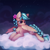 Size: 2000x2000 | Tagged: safe, alternate version, artist:inowiseei, derpibooru exclusive, derpibooru import, oc, oc only, oc:jeppesen, pegasus, pony, behaving like a bird, braid, braided tail, chest fluff, cloud, commission, cute, ear fluff, ears, feather, female, flower, flower in hair, grooming, lying down, lying on a cloud, mare, multicolored hair, night, night sky, pegasus oc, preening, prone, sky, solo, stars, twin braids, wing noms, wings