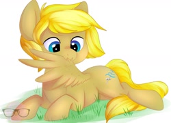 Size: 1870x1347 | Tagged: safe, artist:donutnerd, derpibooru import, oc, oc only, oc:winds requiem, pegasus, pony, grooming, lying down, male, preening, prone, simple background, solo, white background