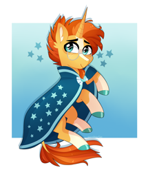 Size: 1024x1190 | Tagged: safe, artist:emera33, derpibooru import, sunburst, pony, unicorn, cloak, clothes, cute, ear fluff, ears, facial hair, glasses, goatee, leonine tail, looking at you, male, smiling, solo, stallion, sunbetes, sunburst's cloak, sunburst's glasses