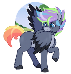 Size: 1200x1250 | Tagged: safe, artist:sarakaye, derpibooru import, oc, pegasus, pony, coat markings, grooming, multicolored mane, multicolored tail, pale belly, preening, simple background, snip (coat marking), solo, transparent background, two toned wings, unshorn fetlocks, wings