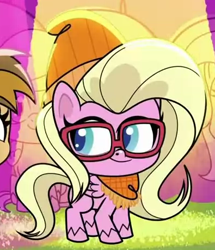 Size: 395x460 | Tagged: safe, derpibooru import, edit, edited screencap, screencap, buttershy, my little pony: pony life, sportacular spectacular musical musak-ular, cropped, smiling, solo