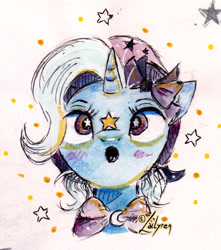 Size: 862x976 | Tagged: safe, artist:lailyren, derpibooru import, trixie, pony, unicorn, solo, stars