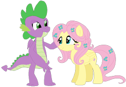 Size: 721x498 | Tagged: safe, artist:jadethepegasus, derpibooru import, fluttershy, spike, female, flutterspike, male, shipping, simple background, straight, transparent background