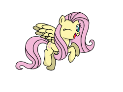 Size: 800x600 | Tagged: safe, artist:thread8, derpibooru import, fluttershy, pegasus, pony, cute, one eye closed, open mouth, open smile, shyabetes, simple background, smiling, transparent background, wink