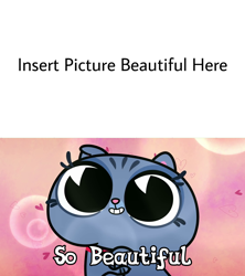 Size: 1280x1440 | Tagged: safe, derpibooru import, edit, edited screencap, screencap, cat, cute-pocalypse meow, my little pony: pony life, beautiful, bubbles (pony life), cute, male, meme template, so beautiful, solo