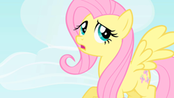 Size: 1920x1080 | Tagged: safe, derpibooru import, screencap, fluttershy, pegasus, pony, party of one, female, mare, open mouth, solo