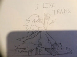 Size: 2592x1936 | Tagged: safe, artist:lk-web, derpibooru import, oc, asdfmovie, i like trains, traditional art, train