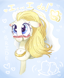 Size: 500x610 | Tagged: safe, artist:tilling-tan, derpibooru import, pony, g2, bell, blushing, bride, bride (g2), crying, cutie mark, dialogue, ear blush, g2 to g4, generation leap, heart, horseshoes, marriage, wedding veil, wednesday afternoon ponies