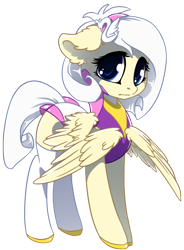 Size: 1395x1896 | Tagged: safe, artist:arctic-fox, oc, oc only, oc:yellowbelly, pegasus, pony, antagonist, big eyes, clothes, looking at you, socks, solo, supervillain, the sinister six