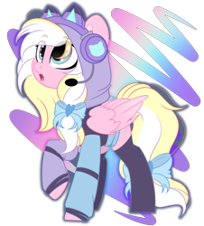 Size: 2088x2308 | Tagged: safe, artist:angel_animotr, derpibooru import, oc, oc only, oc:bay breeze, pegasus, pony, alternate hairstyle, bow, clothes, cute, female, gamer, hair bow, headset, hoodie, looking up, mare, ocbetes, open mouth, simple background, socks, tail bow, transparent background