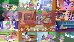 Size: 1280x721 | Tagged: safe, derpibooru import, edit, edited screencap, editor:quoterific, screencap, apple bloom, rarity, scootaloo, spike, sweetie belle, twilight sparkle, unicorn twilight, bird, dragon, earth pony, pegasus, pony, swan, unicorn, 28 pranks later, bats!, between dark and dawn, dragon dropped, just for sidekicks, lesson zero, owl's well that ends well, ppov, secret of my excess, the crystalling, the cutie mark chronicles, the cutie pox, the mysterious mare do well, carousel boutique, cute, cutie mark crusaders, female, filly, golden oaks library, inkwell, male, mare, ponyville, quill, scroll, spikabetes, stallion
