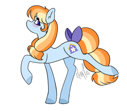 Size: 1200x1050 | Tagged: safe, artist:dancingmylifeaway, derpibooru import, oc, oc only, oc:aurelia coe, earth pony, pony, bangs, blushing, bow, coe, cutie mark, female, mare, no mouth, pigtails, profile, simple background, solo, tail bow, transparent background