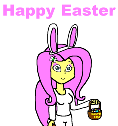 Size: 731x781 | Tagged: safe, derpibooru import, fluttershy, basket, bunny ears, clothes, costume, cute, easter, easter bunny, easter egg, holiday