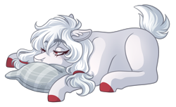 Size: 3300x2000 | Tagged: safe, artist:kikirdcz, derpibooru import, oc, oc:tundra, earth pony, pony, female, lying down, mare, pillow, prone, simple background, solo, transparent background