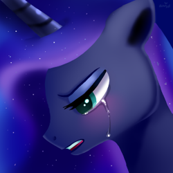 Size: 300x300 | Tagged: safe, artist:gvardianangel, artist:lobunni, derpibooru import, princess luna, alicorn, pony, avatar, bust, crying, sad, solo