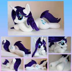 Size: 4096x4096 | Tagged: safe, artist:calusariac, derpibooru import, rarity, pony, irl, lying down, photo, plushie, prone, solo