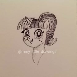 Size: 1080x1080 | Tagged: safe, artist:mmy_little_drawings, derpibooru import, twilight sparkle, unicorn twilight, pony, unicorn, bust, eyelashes, female, freckles, horn, mare, solo, traditional art, watermark