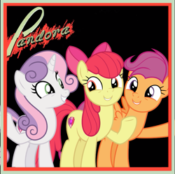 Size: 771x768 | Tagged: safe, derpibooru import, apple bloom, scootaloo, sweetie belle, album cover, older, older apple bloom, older scootaloo, older sweetie belle, pandora