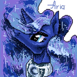 Size: 1024x1024 | Tagged: safe, artist:ariamidnighters, artist:midnighters_forever, derpibooru import, princess luna, alicorn, pony, bust, pixel art, solo