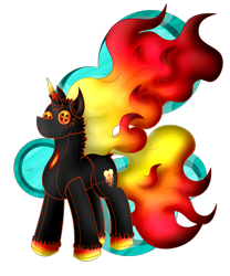 Size: 1500x1800 | Tagged: safe, artist:thebenalpha, derpibooru import, oc, oc:molten heat, original species, unicorn, female, fire, first mother, horn, lava, rock pony, simple background, transparent background, unicorn oc