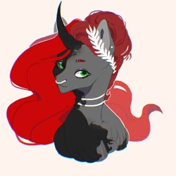 Size: 1000x1000 | Tagged: safe, artist:drdepper, derpibooru import, oc, oc only, oc:void, alicorn, pegasus, pony, black sclera, curved horn, horn, looking at you, nose piercing, nose ring, piercing, solo, transformation