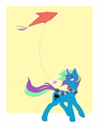 Size: 3277x4096 | Tagged: safe, artist:galinn-arts, derpibooru import, oc, oc only, pony, unicorn, clothes, glasses, kite, scarf, smiling, solo