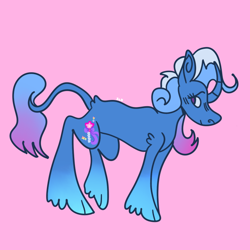 Size: 640x640 | Tagged: safe, artist:komodoyena, derpibooru import, trixie, classical unicorn, unicorn, cloven hooves, curved horn, horn, leonine tail, redesign, solo, unshorn fetlocks