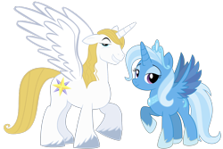 Size: 5653x3779 | Tagged: safe, artist:brutalityinc, artist:digimonlover101, derpibooru import, edit, idw, prince blueblood, trixie, alicorn, pony, absurd resolution, alicornified, bluecorn, bluetrix, crown, duo, ears, female, floppy ears, grin, idw showified, jewelry, lidded eyes, looking at you, male, mirror universe, princess of humility, race swap, raised eyebrow, raised hoof, raised leg, regalia, shipping, simple background, smiling, smirk, smug, spread wings, stallion, straight, transparent background, trixiecorn, unshorn fetlocks, vector, wings