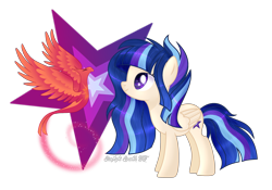 Size: 3186x2226 | Tagged: safe, artist:starflightsparkleyt, derpibooru import, oc, oc only, oc:?blitz shine, pegasus, phoenix, pony, female, mare, simple background, solo, transparent background