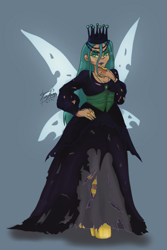 Size: 1181x1772 | Tagged: safe, artist:shacy's pagelings, derpibooru import, queen chrysalis, changeling, changeling queen, human, female, humanized, solo