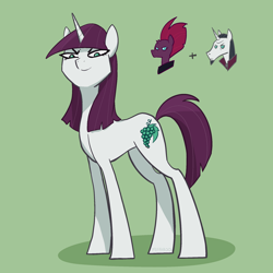Size: 2048x2048 | Tagged: safe, artist:pfeffaroo, derpibooru import, chancellor neighsay, tempest shadow, oc, oc:sour grapes, pony, unicorn, crack ship offspring, crack shipping, fusion, looking at you, offspring, parent:chancellor neighsay, parent:tempest shadow, shipping, smiling, solo, squint