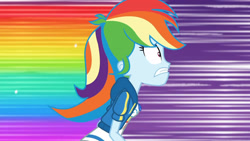 Size: 3410x1920 | Tagged: safe, derpibooru import, screencap, rainbow dash, better together, equestria girls, holidays unwrapped, clothes, cutie mark, cutie mark on clothes, dashing through the mall, female, geode of super speed, hoodie, jewelry, magical geodes, necklace, rainbow dash is best facemaker, rainbow trail, running, solo